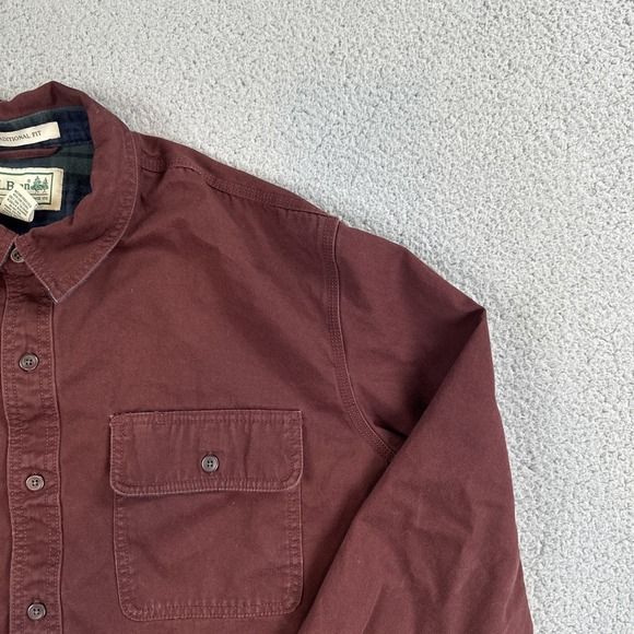 LL Bean Hurricane Shirt Men XL Burgundy Flannel Lined Shacket Outdoor 298205 - Picture 12 of 16